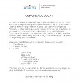 COMUNICADO DUCA-T
