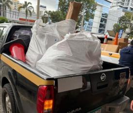 DPFA realiza allanamiento en local de Courier y retiene mercancía sin documentación en Vía España
