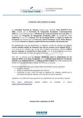Uso obligatorio de etiquetas RFID