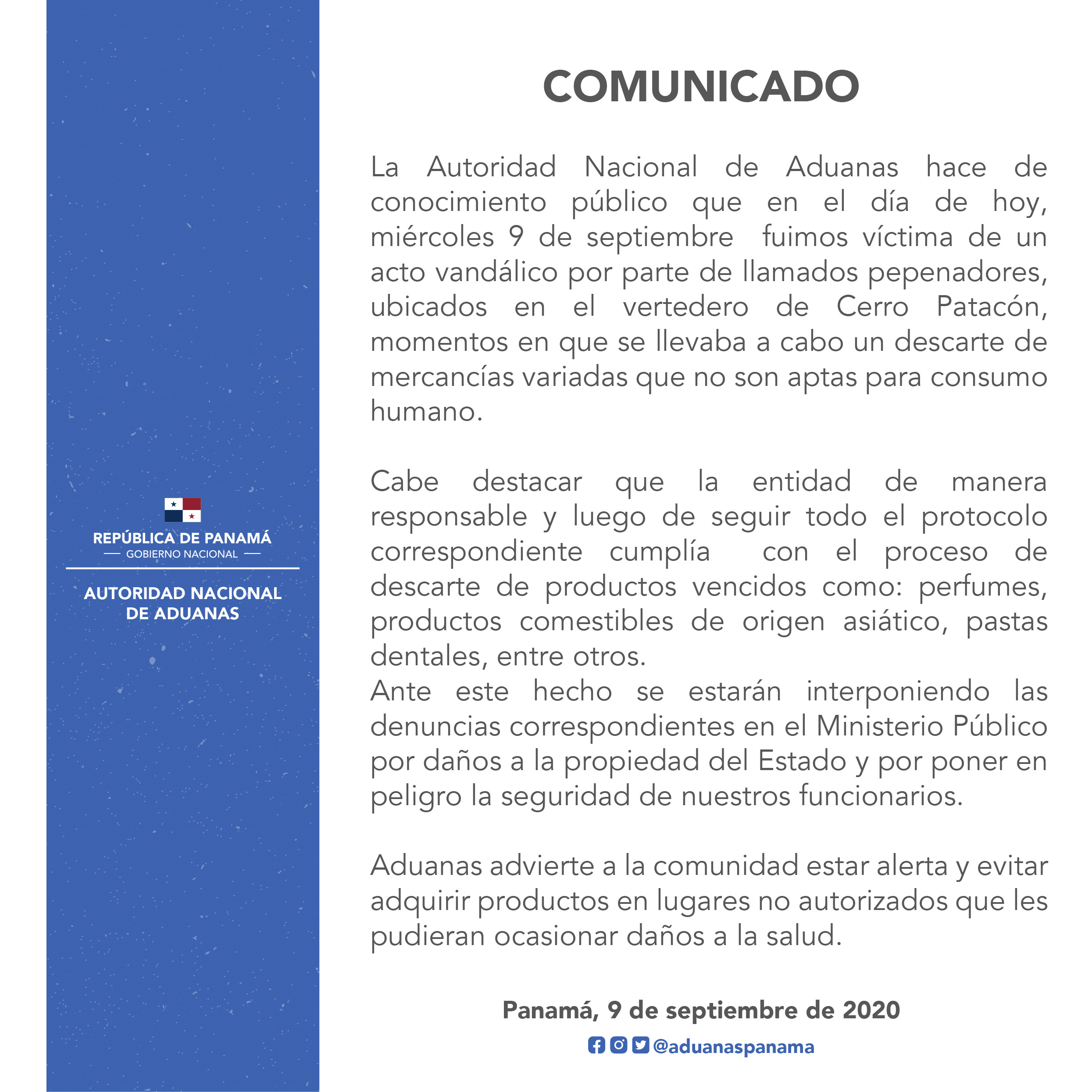 comunicado actos vandalicos