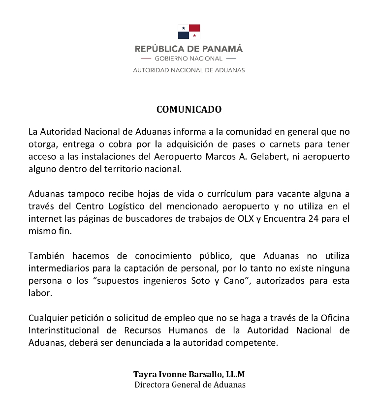 comunicado estafa