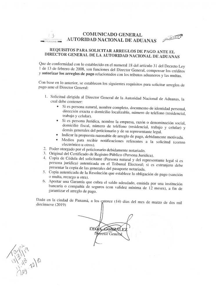 requisitos para solicitar arreglos de pago
