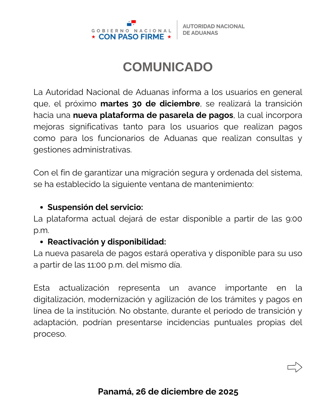 comunicado pago 