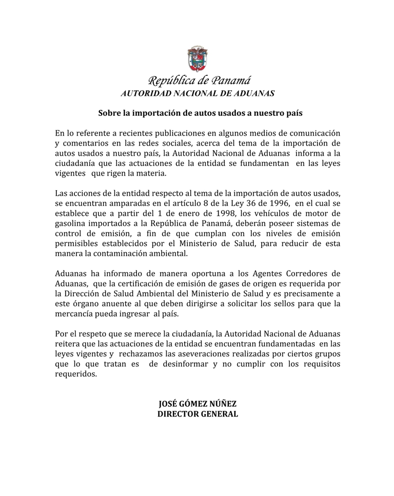 COMUNICADO-Aduanas