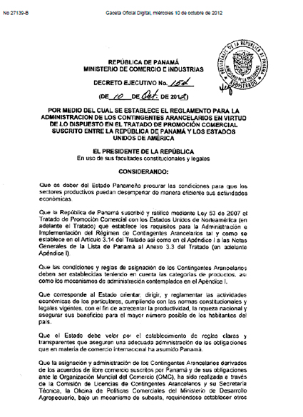 Decreto N154 TPC Administracion de Contingentes