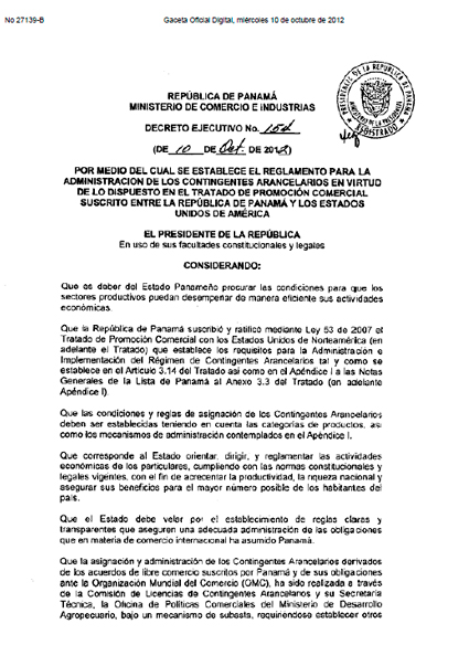 Decreto N154 TPC Administracion de Contingentes