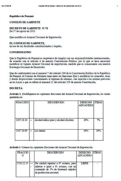 decreto gabinete n 21